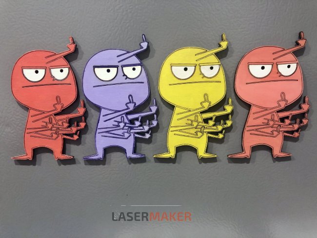 Магниты на холодильник Angry dude (Злой чувак) разноцветные. Окрашены в ручную акриловыми красками.