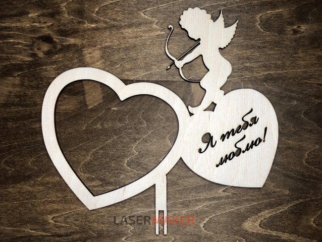 Топпер - Два сердца с купидоном